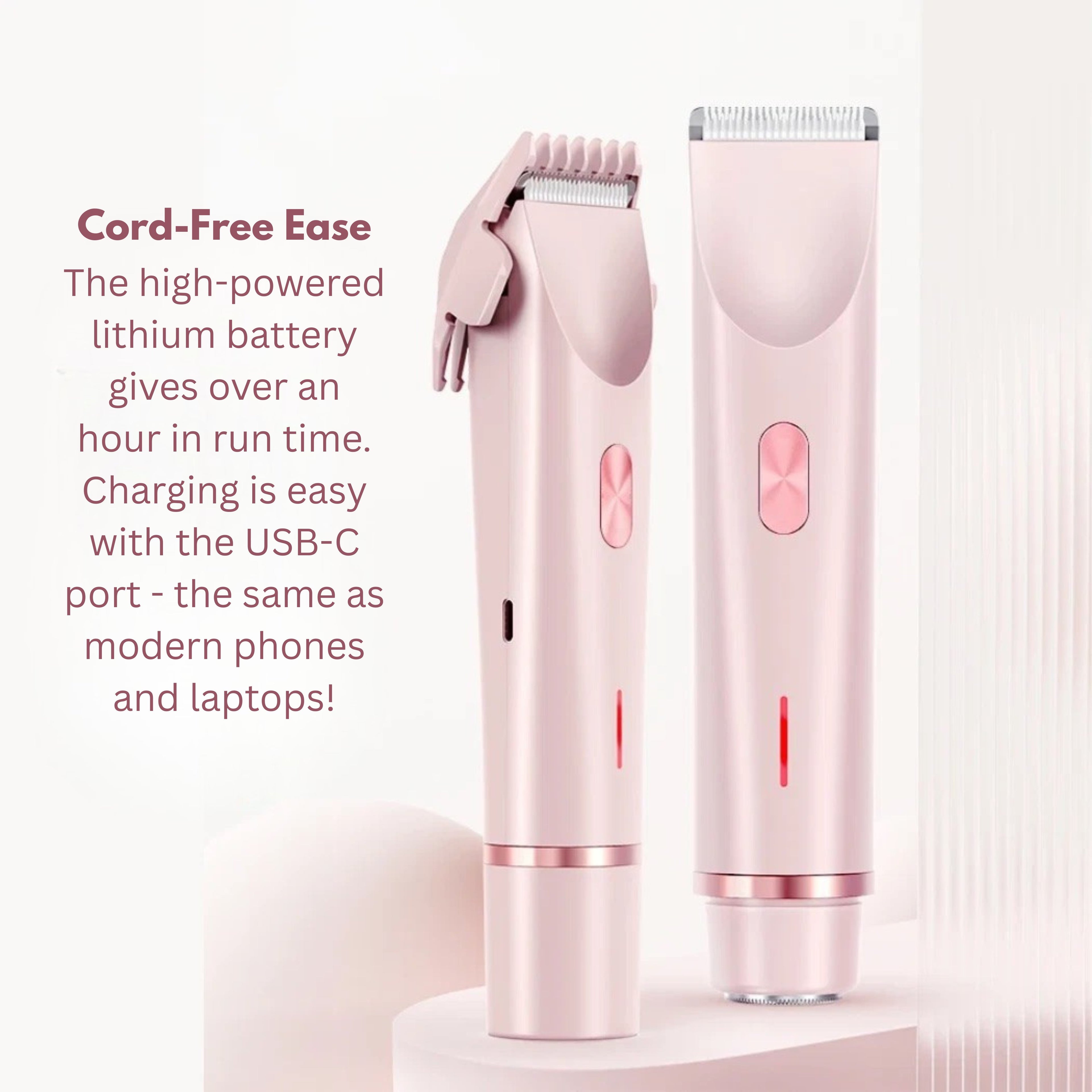 Dual Head Electric Shaver for Women – Face & Body Hair Remover, Cordless, Rechargeable, Travel Friendly